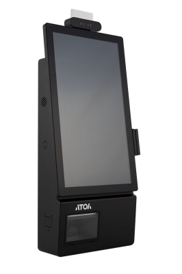 Касса самообслуживания АТОЛ КСО 3210 чёрная (21,5", N100, SSD, 8/128GB), без Wi-Fi, без ОС, Mindeo, Ind., 2хРозетка, Кр. ФР., MSR, cam.